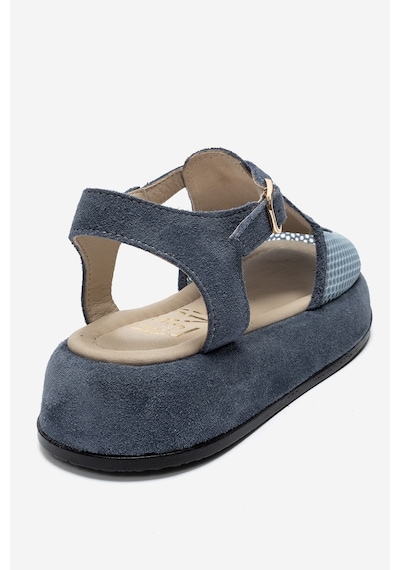 Luvi Shoes Lurelıa Kot Mavi Süet Hakiki Deri Fileli Kadın Sandalet