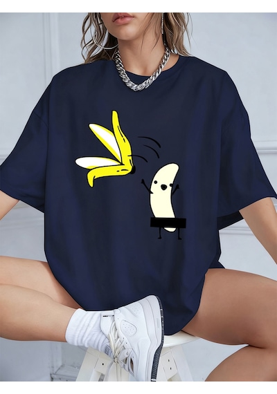 Noıssey Urban Pop Graphic Kadın Tişört Koleksiyonukod 5611 Lacivert