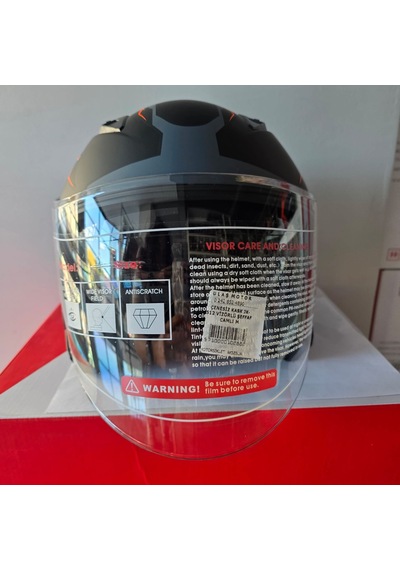 Çenesiz Kask Jk-512 Vizörlü Şeffaf Camlı Gri Turuncu M Mat Siyah - Turuncu M