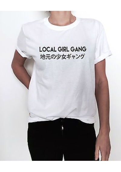 Local Girl Gang Baskılı Unisex %100 Pamuk Beyaz T-shirt Beyaz