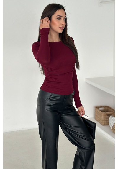 Noa & Noa Kadın Omuz Açık Fit Bluz Burgundy Glow bordo Noa & Noa Kadın Omuz Açık Fit Bluz Burgundy Glow bordo