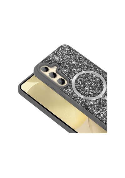 Zore Galaxy Uyumlu S24 Fe Kılıf Pırlanta Tasarımlı Magsafe Şarj Özellikli Mozaik Silikon Siyah