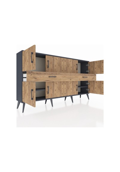 Arges Konsol 4 Raflı 2 Çekmeceli 8 Kapaklı 176x30x99 Antrasit-çam Antrasit-çam Arges Konsol 4 Raflı 2 Çekmeceli 8 Kapaklı 176x30x99 Antrasit-çam Antrasit-çam