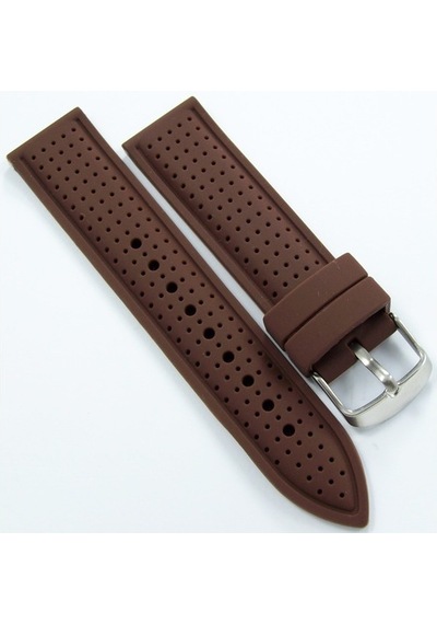 Kahverengi Kokusuz Silikon 22Mm Saat Kordonu Yumuşak Spor Kayışı