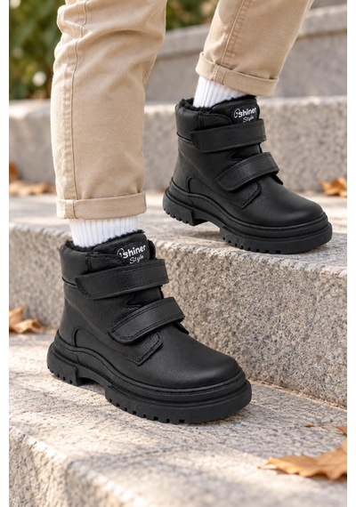 Tekiner Hakiki Deri Unisex Çocuk Bot Siyah