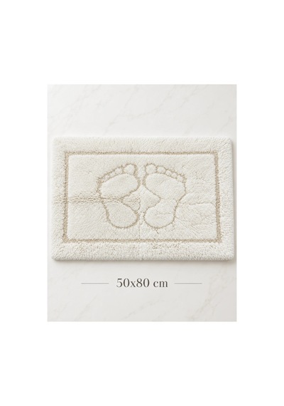 Barano Yussi Beyaz 50x80 Ayak Desenli Banyo Paspası çok renkli