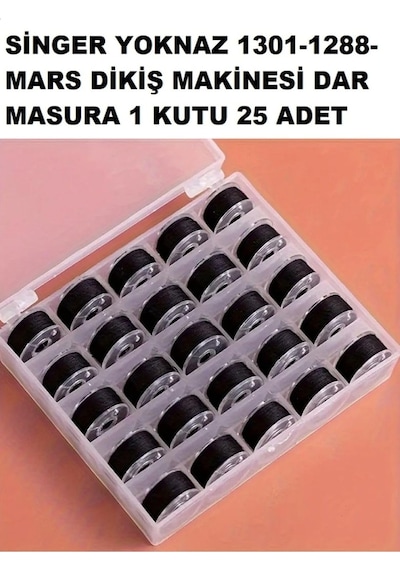 Sınger Yoknaz Dikiş Makinesi 1301-1288-1280 Ve Moderno 25 Adet Kutulu Masura İnce Olan Masura