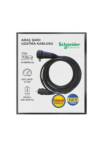Hes Veya Öznur Kablolu Araç Şarjı Uyumlu 5 Metre 3x2.5 Mm Ttr Tam Bakır 3.7kw - 16 Amper Schneider Kauçuk Fişli Uzatma Seyyar - 932241721 Hes Veya Öznur Kablolu Araç Şarjı Uyumlu 5 Metre 3x2.5 Mm Ttr Tam Bakır 3.7kw - 16 Amper Schneider Kauçuk Fişli Uzatma Seyyar - 932241721