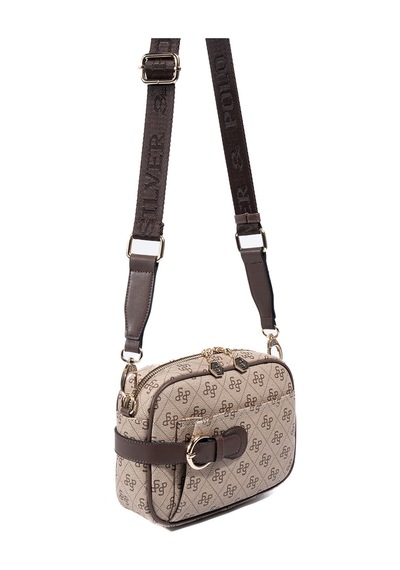 Silver Polo Sp1256 Kadın Çapraz Çanta Monogram Koyu Bej-kahve