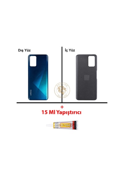 Infinix Note 8 Mavi Uyumlu Arka Kapak + B7000 Yapıştırıcı Arka Cam Batarya Pil Kapağı Lazer Kesim Diğer