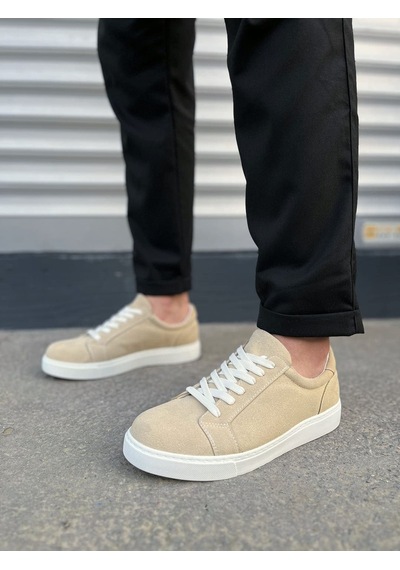 Aymood Jy165 Elite Bağcıklı Süet Erkek Günlük Sneaker Ayakkabı Sbt - Krem