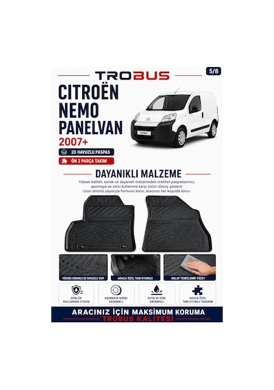 Trobus Citroen Nemo Van 2007 Ve Sonrası 2d Havuzlu Paspas 2 Parça