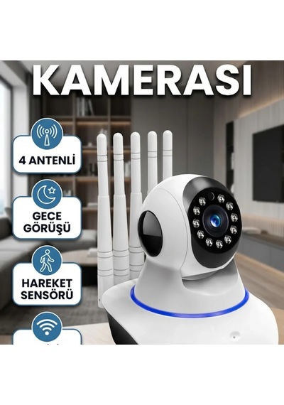 Antenli Wi-fi Güvenlik Kamerası Gece Görüşlü Hareket Sensörlü Akıllı İzleme Sistemi