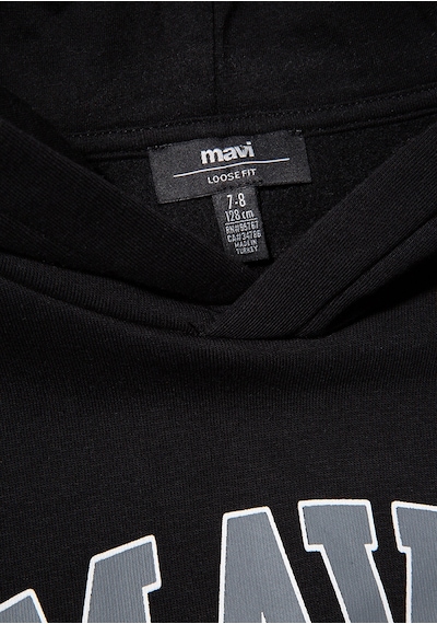 Mavi - Mavi Logo Baskılı Kapüşonlu Siyah Sweatshirt 6610110-900 Siyah
