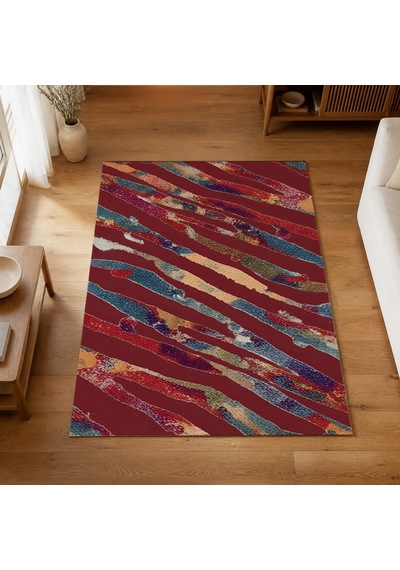 Kartela Halı Aira Halı Kaymaz Taban Makinede Yıkanabilir Halı Bordo - 100 X 150 Cm