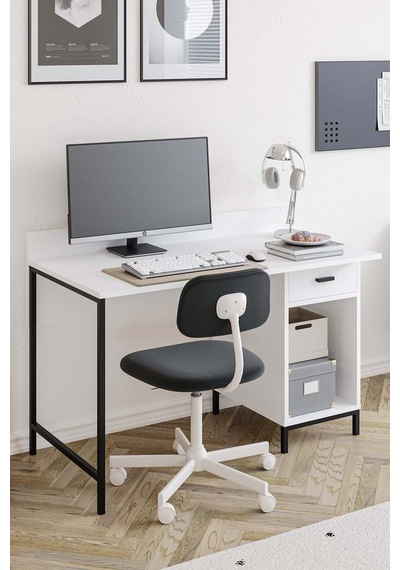 Ately Metal Ayaklı Çalışma Masası Ofis Kütüphane Oyuncu Masası Beyaz Beyaz Ately Metal Ayaklı Çalışma Masası Ofis Kütüphane Oyuncu Masası Beyaz Beyaz