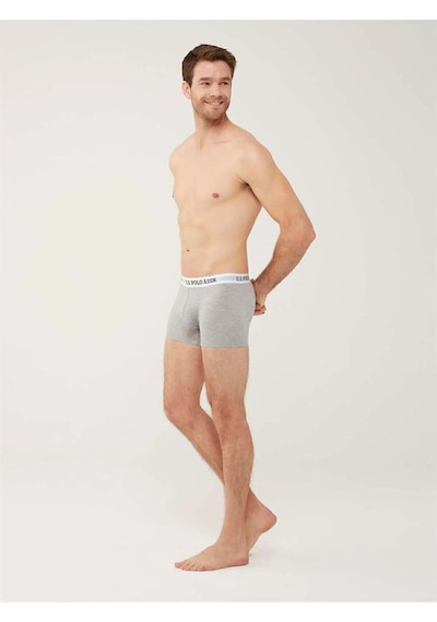U.S. Polo Assn. Erkek Gri Melanj Pamuklu Tekli Boxer 80450 Gri Melanj