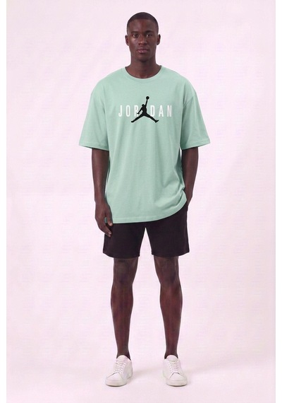 Lixa Air Jordan Orta Logo Turkuaz Oversize Erkek T-shirt 142725 SİYAH