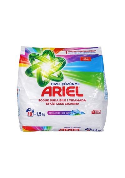 Ariel Toz Çamaşır Deterjanı 1,5 Kg 10 Yıkama Parlak Renkler 20'li Paket