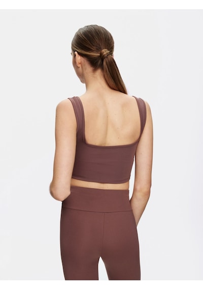Ltb Askılı Kare Yaka Crop Kahve Rengi Atlet Kahve Rengi L