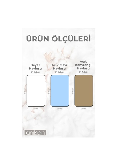 3'lü Süper Soft Bordürlü El Havlusu Seti - 50x90 Cm, 250 Gr, %100 Pamuk, Spa Ve Otel Havlusu Beyaz - Mavi