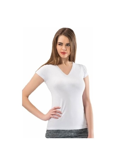 Anıt Bayan Pamuklu V Yaka Kısakol Atlet Body 2840