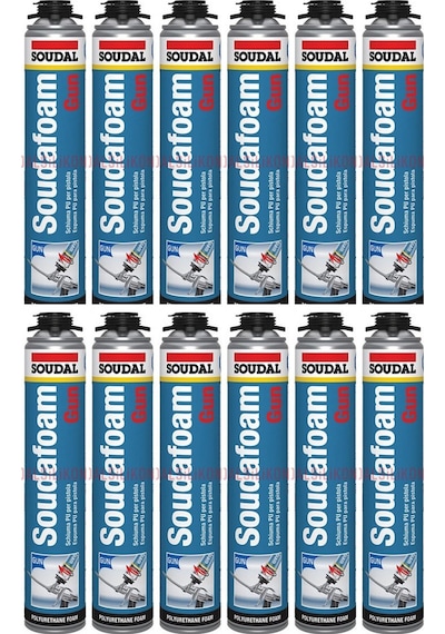 12 Adet Soudal Soudafoam Gun Tabancalı Kullanılan Köpük 750ml 850gr 147081