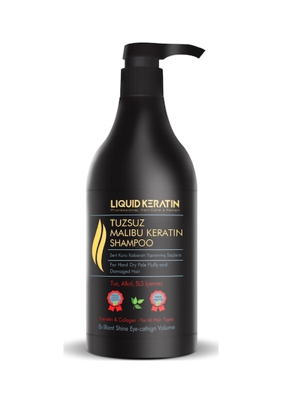Tuzsuz Sülfatsız Malibu Keratin Şampuanı 1000ml - Kuru Sert Kabaran Saçlar Için