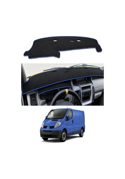 Renault - Trafic 1 2001-2014 Uyumlu Torpido Koruma Kılıfı - Mavi Şeritli