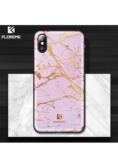 Floveme iPhone Uyumlu X Xs Mermer Desenli Premium Silikon Kılıf- 5775 Mavi