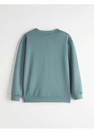 Lc Waikiki Yeşil Erkek Çocuk Bisiklet Yaka Kalın Sweatshirt YESIL
