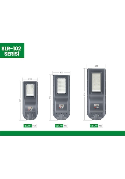 Dls 100w Profesyonel Solar Sokak Armatürü Tüm Gece Aydınlatma Güneş Enerjili Slr-102-100-01