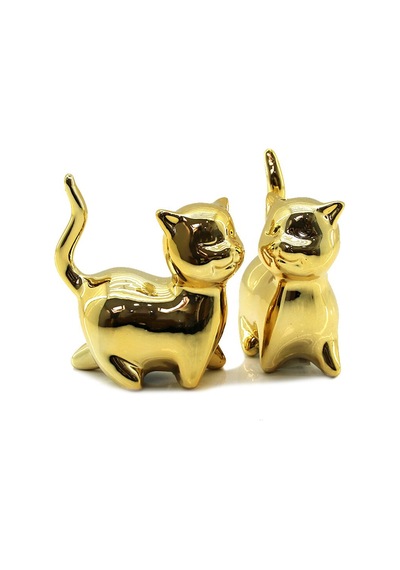 İbico İ12-188 Biblo Ve Dekoratif Süs Eşyası Kedi Gold Büyük Seramik - 6'li Paket Diğer