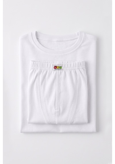 Öts Çocuk 3'lü Pamuklu T-shirt Boxer Takım Günlük Konforlu 7452-3 Beyaz-Beyaz