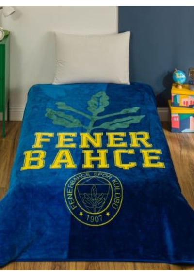 Taç Lisanslı Fenerbahçe Palamut Logo Tek Kişilik Battaniye 2026 Yeni Model Lacivert