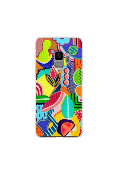 Samsung Galaxy S9 İle Uyumlu 1mm Slim Fit Retro Colors 6 Baskılı Şeffaf Kılıf Şeffaf