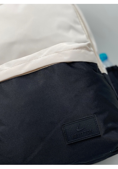 Unisex Su Geçirmez Kumaş Okul Sırt Çantası Bej-siyah Okul Çantası 2200 Bej - Siyah