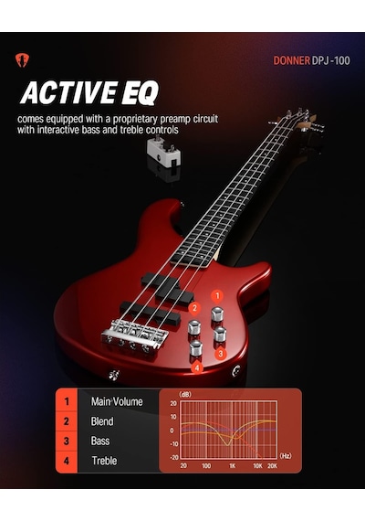 Donner Dpj-100 Pj-style Bas Gitar Kırmızı