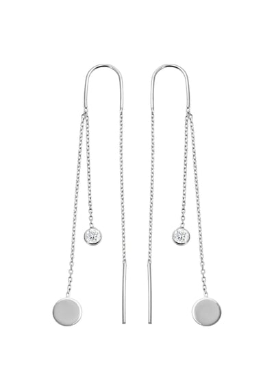 925 Ayar Gümüş Tasarım Pullu Zincir Küpe - K041301 Gümüş