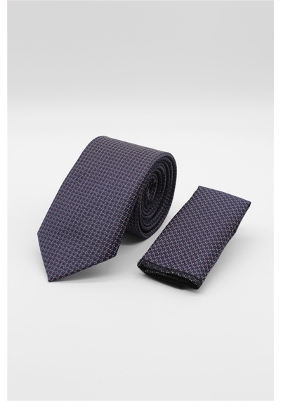 İmza Lacivert - Kırmızı Desenli 6 Cm Kravat 1090260118