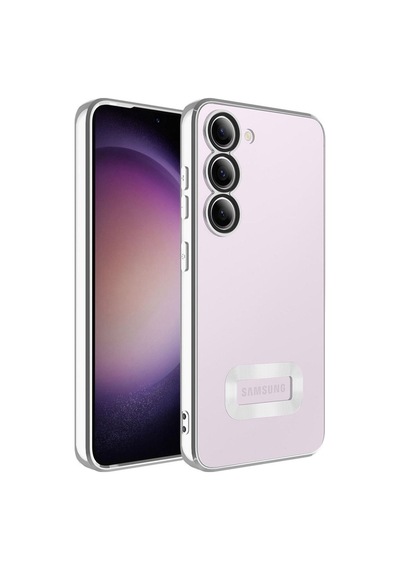 Galaxy S23 Plus Kılıf Kamera Korumalı Logo Gösteren Zore Omega Kapak Gümüş