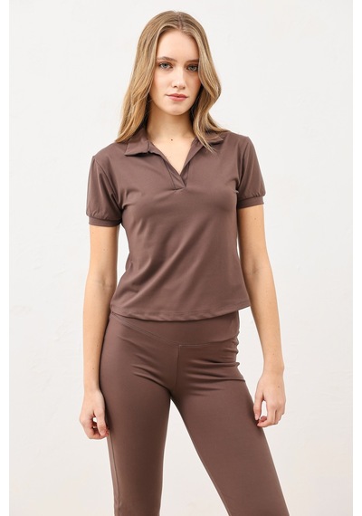 Antioch Polo Yaka Kadın T-shirt Kahve