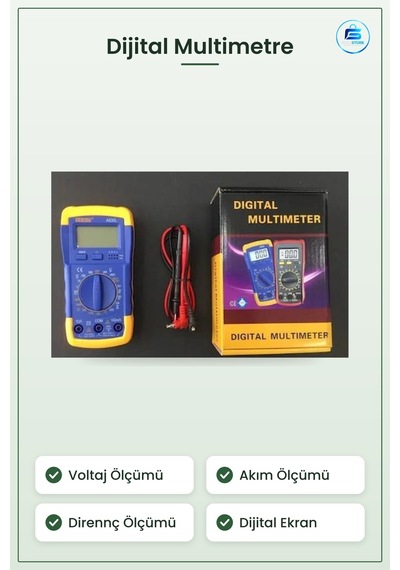 Dijital Multimetre Ölçü Aleti Ölçüm Cihazı Voltaj Akım Direnç Ölç