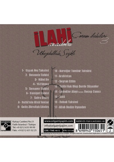 Ubeydullah Sezikli - Çorum İlahileri 3 Cd