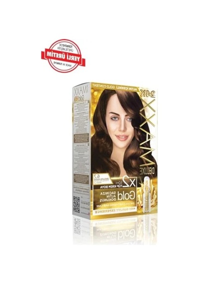 Maxx Deluxe Gold Serisi 24k Altın Parçacıklı Serum İle 1 Kutu 2 X 50 Ml Ve Geliştiriciler Saç Boyası Çikolata Kahve 6.7