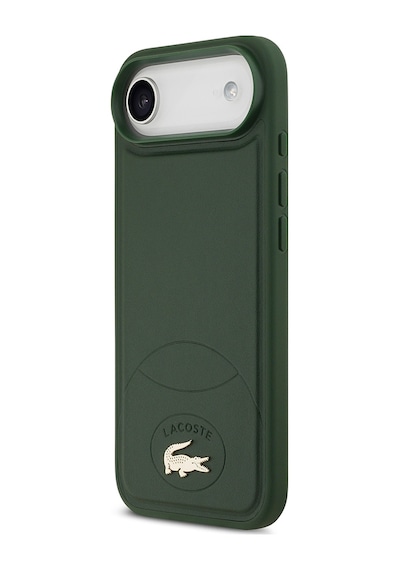 Apple Uyumlu iPhone 17 Air Kılıf Lacoste Lisanslı M-safe Şarj Özellikli Pu Deri Metal Logolu Kapak Yeşil Yeşil