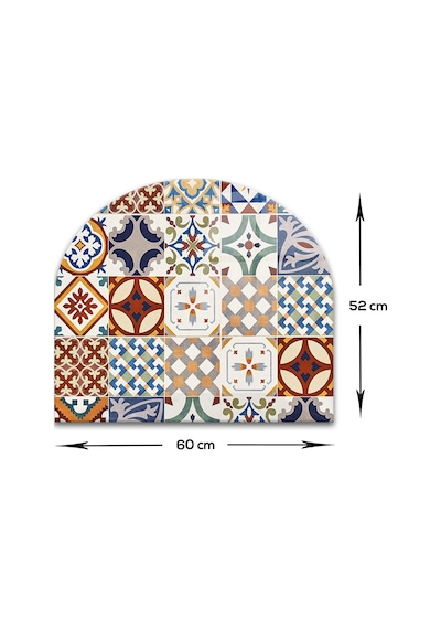 Decorita Cam Ocak Arkası Koruyucu | Oval Şekilli | Çini Desen