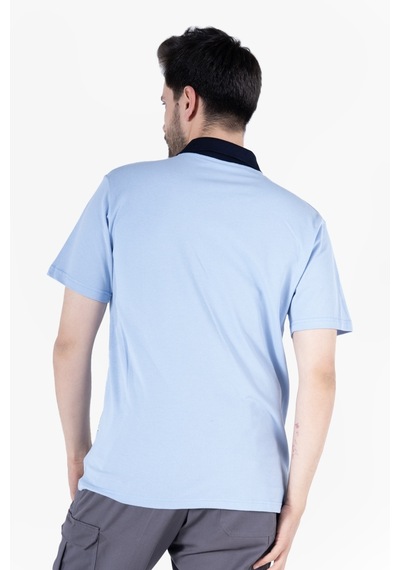 Yıldırımlar T-shirt %100 Pamuk Polo Yaka Fleto Cepli %100 Pamuk Gök Mavi