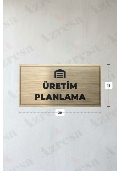 Üretım Planlama Yazılı - Metal - Gold Renk - Kapı İsimliği - 30x15 Cm
