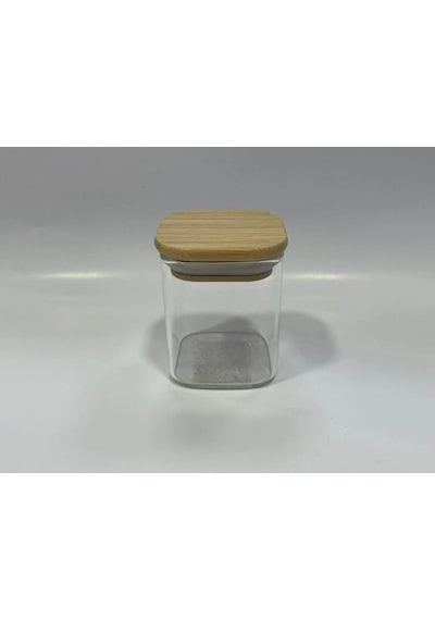 Gönül Gnl 3288 Bambu Kapaklı Borosilikat Cam Kavanoz 6x6x7 Cm Şeffaf